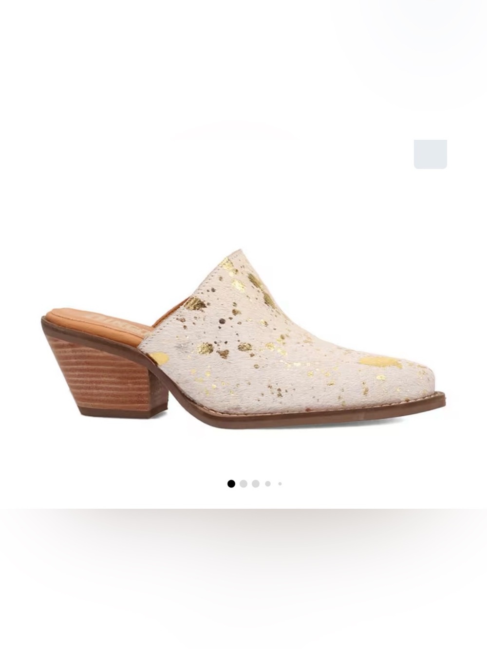 dingo cash cow silver mules 8 new White Leather Mule with Gold Fleck Accents